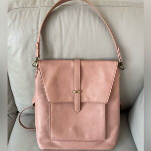 Pink Faux Leather Backpack Bag